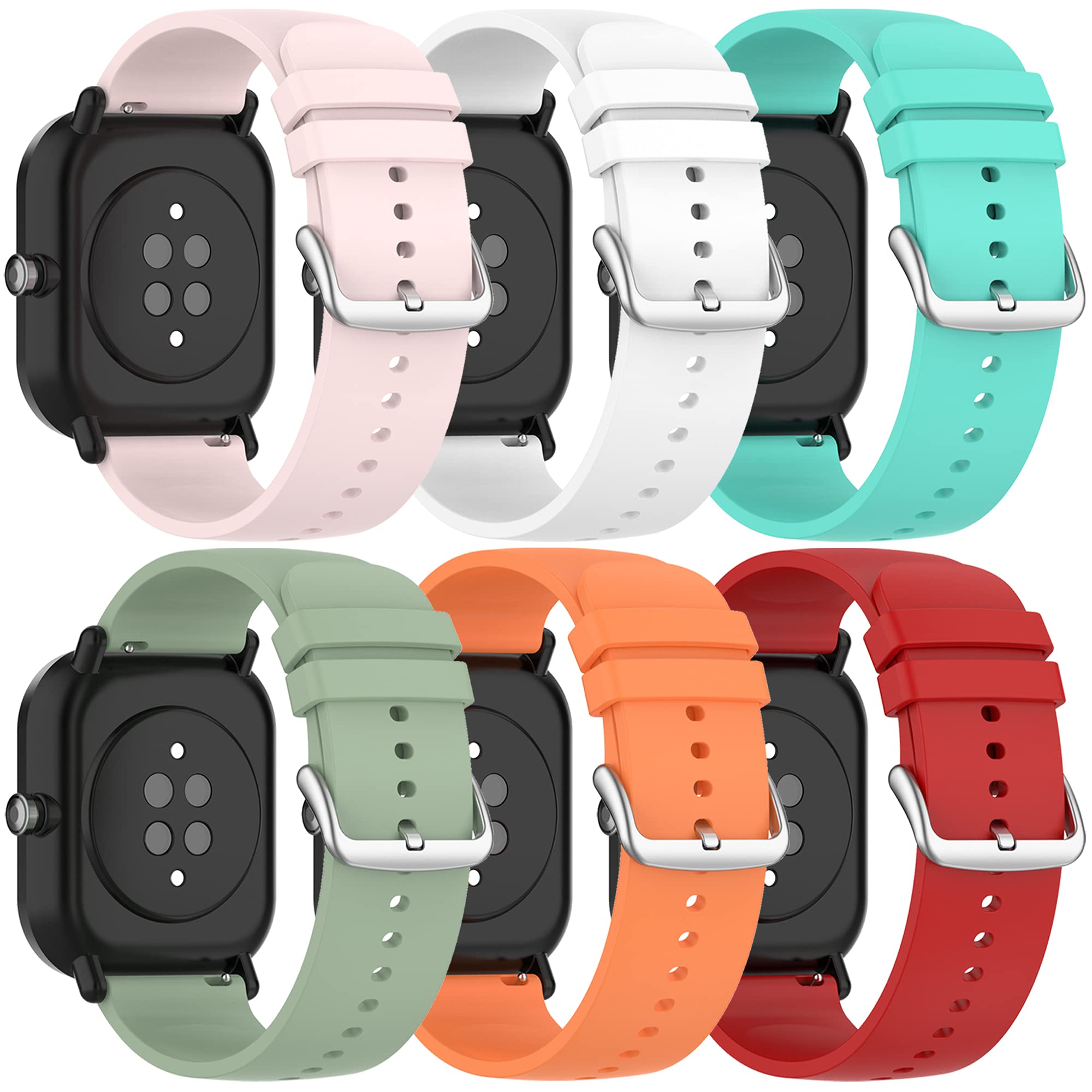 Bracelet pour Amazfit Bip 3/3 Pro/U Pro/S Lite/S/U, bracelet de rechange en silicone souple pour Amazfit GTS 4/4 Mini/2/2e/2 Mini