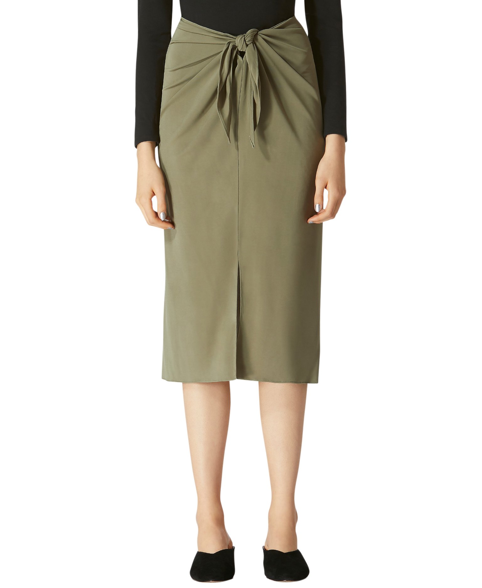 Avec Les Filles Joyce Azria Skirts - Various Styles and Colors (Medium, Front Sarong Skirt Khaki Green)