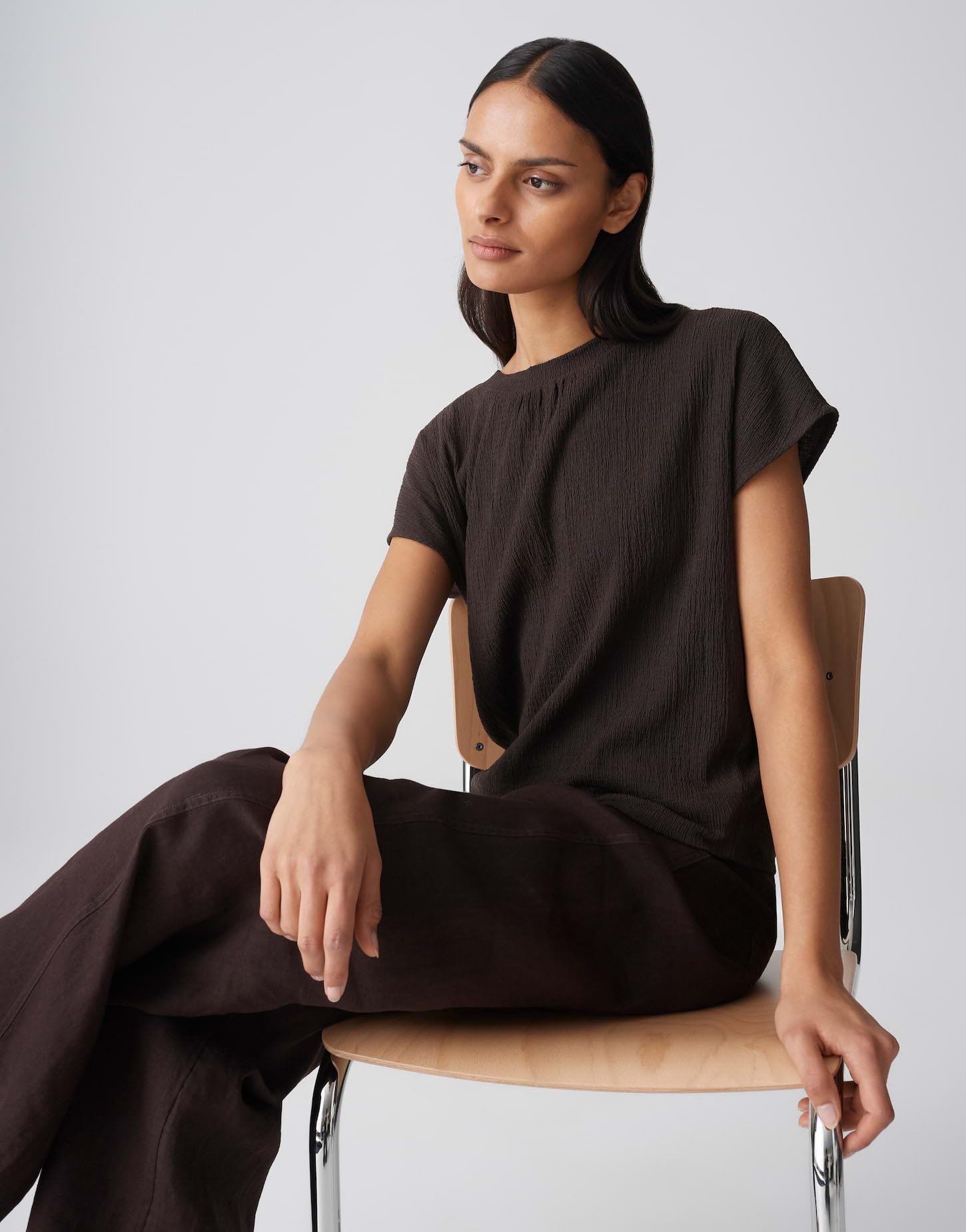 OPUS Damen Kurzarmshirt | Jerseyshirt mit Crinkle Effekt Regular Fit