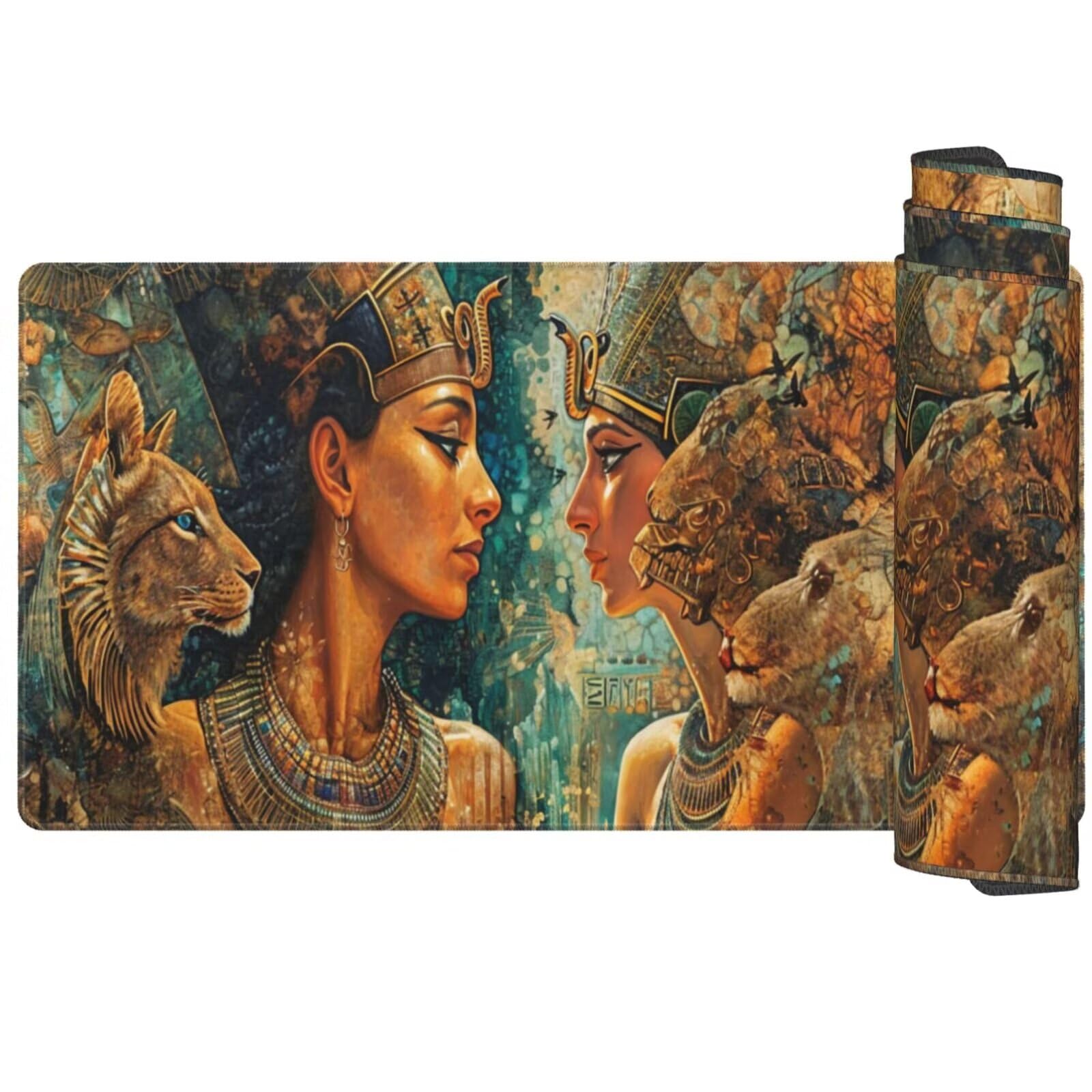 Alfombrilla Ratón Vintage Alfombrilla Ratón XXL 1600 x 800 mm, Egipto Mouse Pad Gaming con Bordes Cosidos, Impermeable Mousepad XXL Base de Goma Antideslizante Duradera, Mouse Pad para Oficina Q268