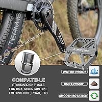 Vista 4 de BUCKLOS Pedales de Bicicleta de Montaña MTB Pedales Planos, Bicicleta de Carretera para Adultos Plataforma Grande Pedal Antideslizante de Nylon
