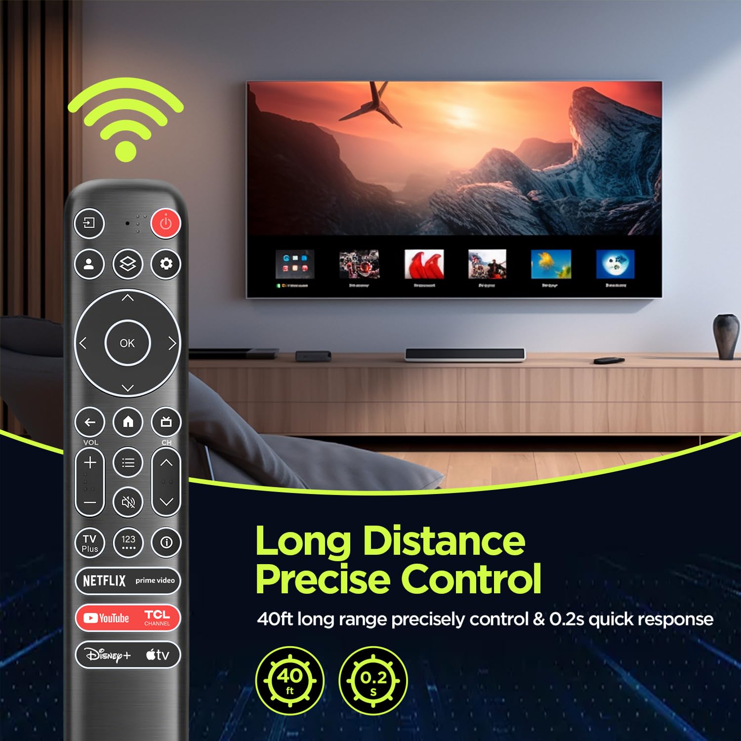 Zamienny podświetlany pilot zdalnego sterowania do TCL Google Smart TV, RC813 kompatybilny z telewizorami TCL QM8/QM7/S5/S4/S3/Q7/Q6/Q5 4K UHD HDR LED QLED QD-MiniLED Full-HD Smart TV (z