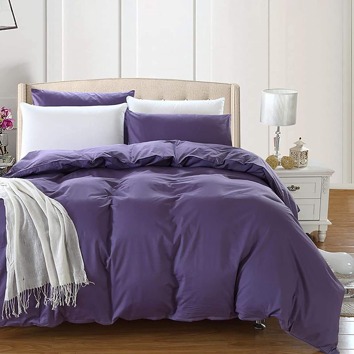 MGEMJMJ Egyptian Cotton Duvet Cover,Solid Color Luxury Skin-friendly Comforter Cover,Sateen Weave Silky Soft Breathable Quilt Cover(Size:200x230cm(79x91inch),Color:C)