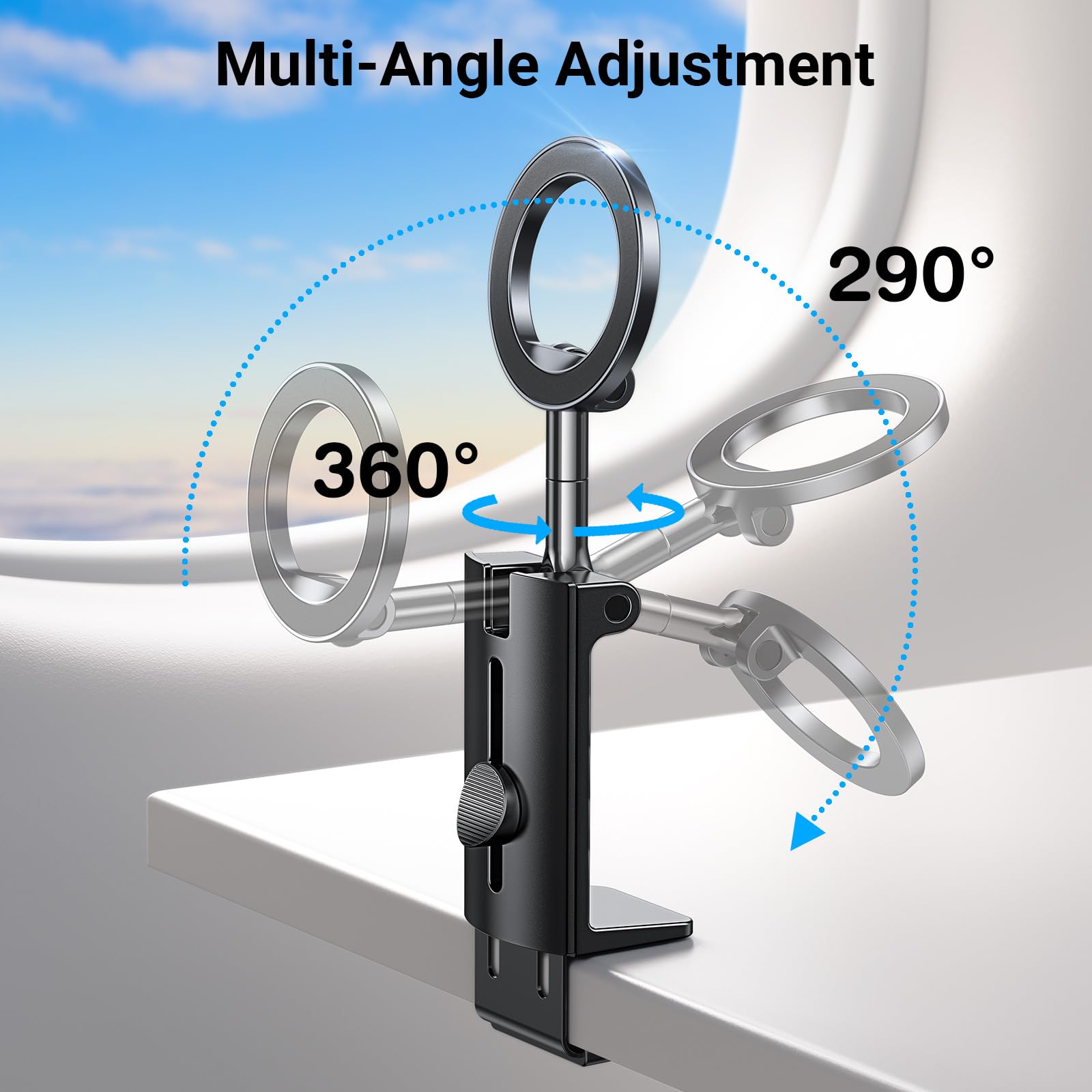 Coolpow Supporto Telefonico Magnetico Per Aereo Con Rotazione 360° | Attacco MagSafe Per IPhone 16/15/14/13/12 E Android | Viaggi In Mani Libere - 6