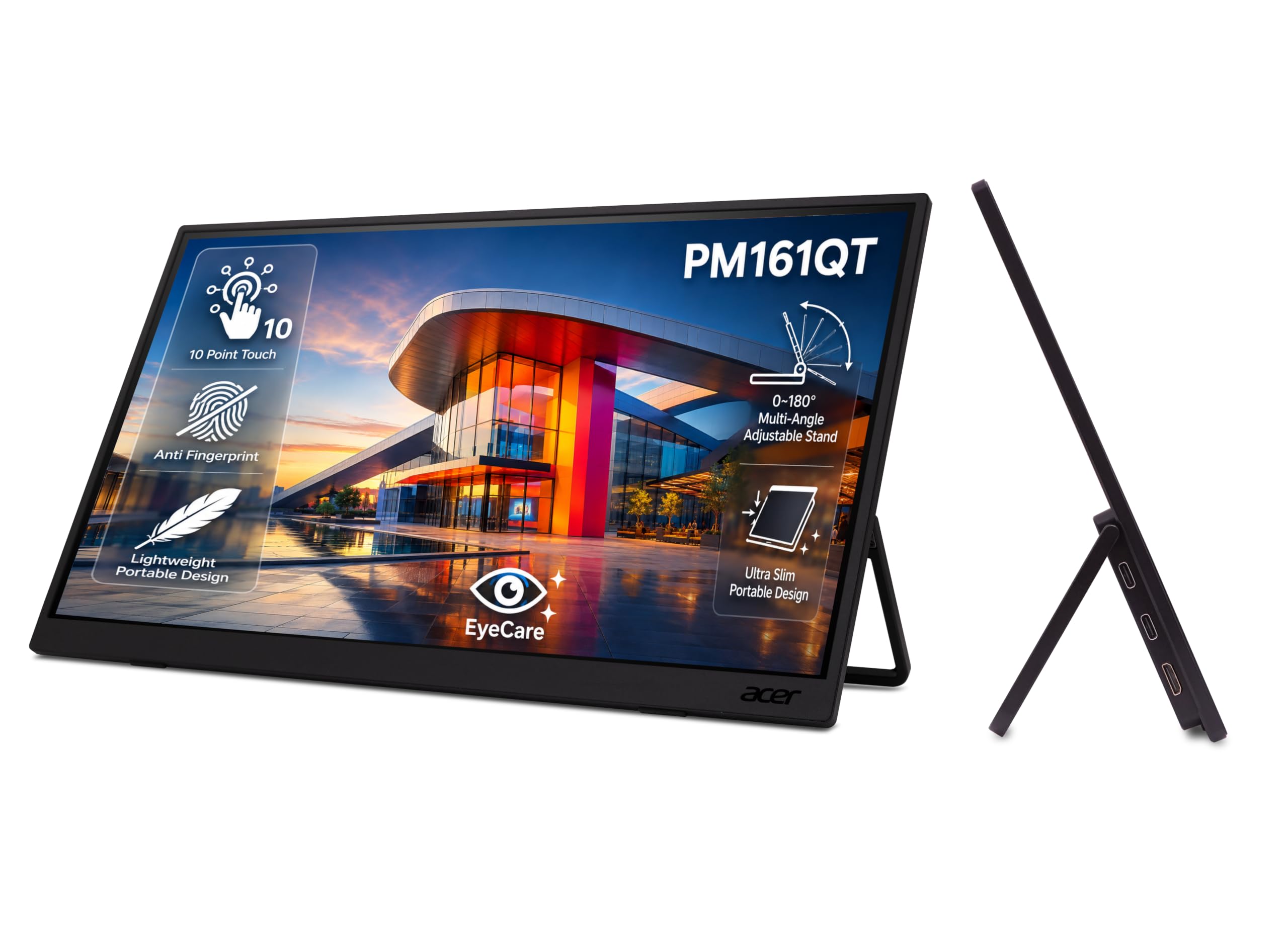 Acer PM161QT 15.6 Inch Full HD IPS Portable Touch Monitor - Image 1