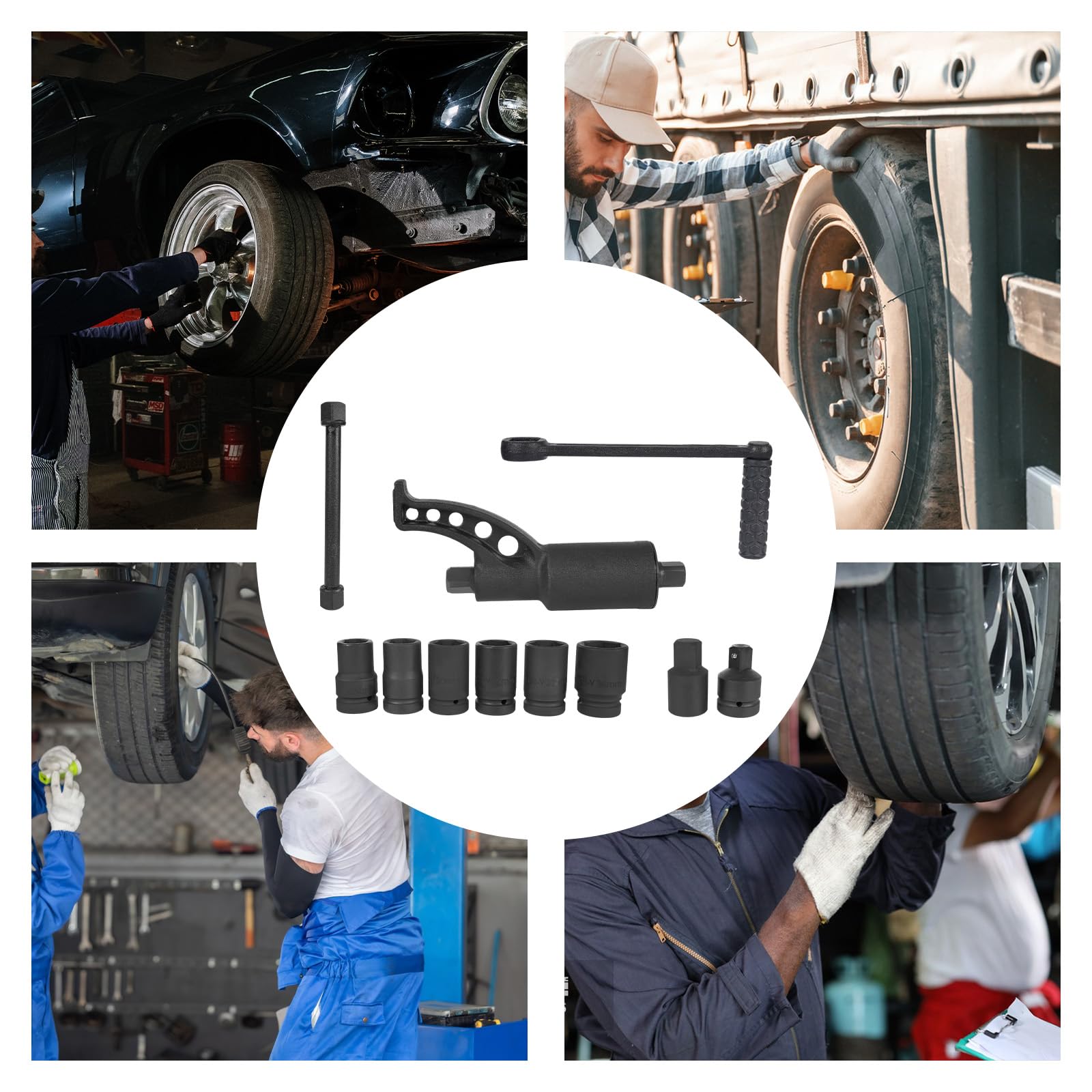 Wzmacniacz momentu obrotowego 5500 Nm, klucz dynamometryczny 1:58, klucz dynamometryczny, zestaw kluczy do kół z adapterem i 7 gniazdami 21 mm/24 mm/27 mm/30 mm/32 mm/33 mm/38 mm