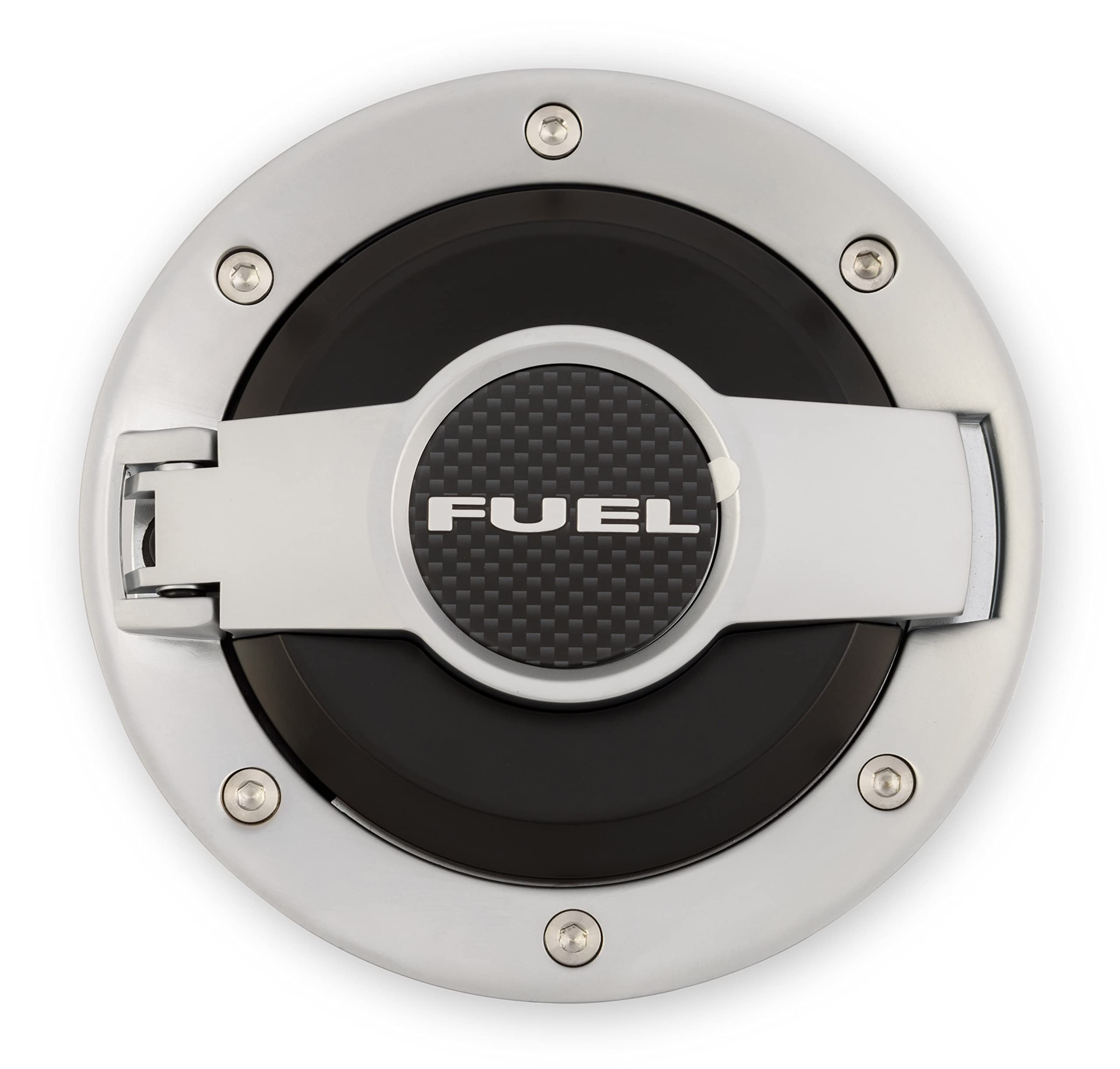 Drake Muscle Cars MO-210001-S Silver/Black Billet Aluminum Fuel Door
