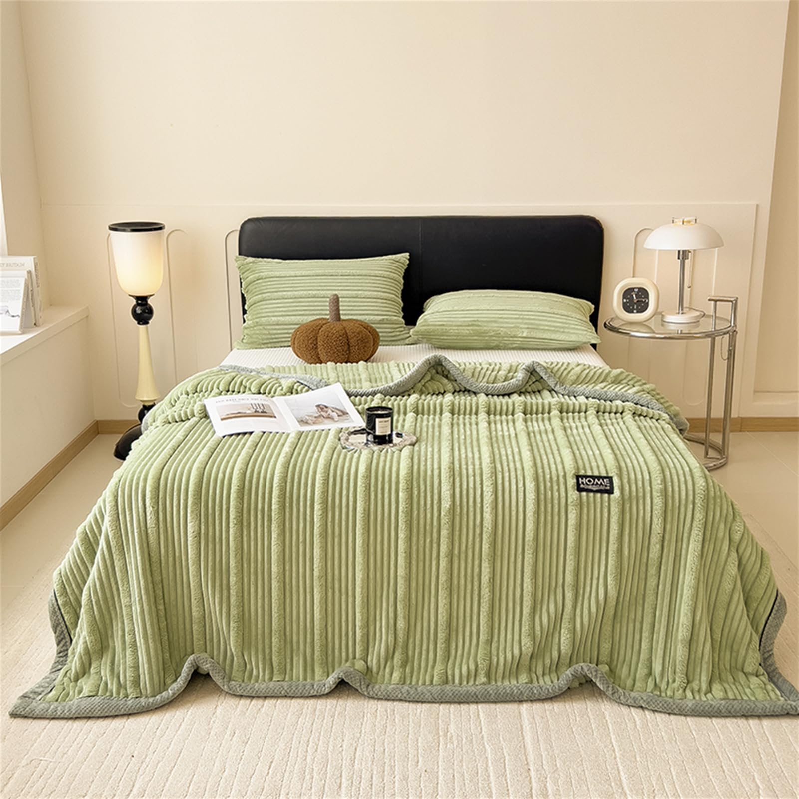 Manta, Mantas para Sofa, Manta Polar Franela Extra Suave, Microfibra Extra Suave, Manta De Sofá, De Cama O De Sala De Estar, Manta De Franela para Cama (Verde Claro,200 x 230 cm)