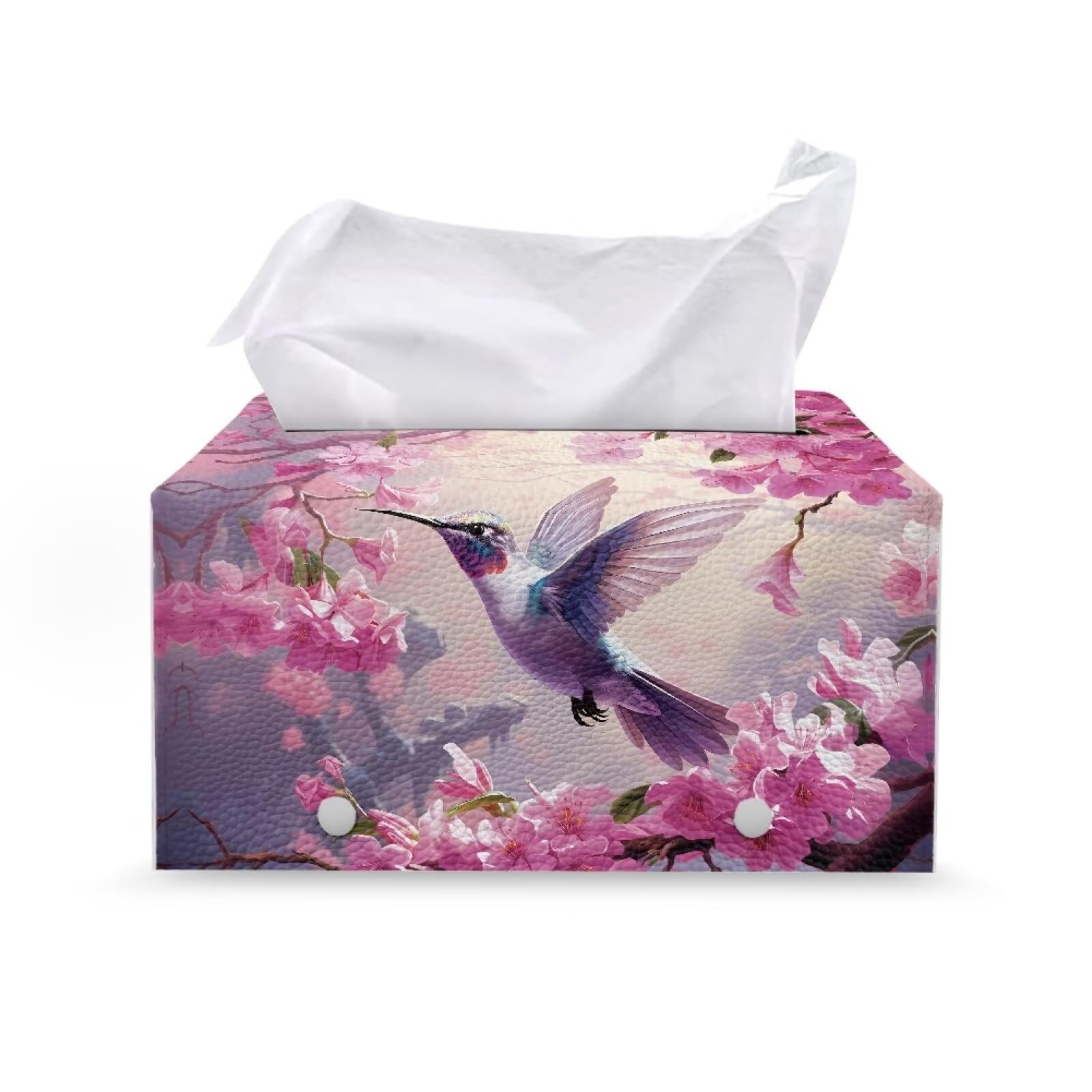 Oamsistay Hummingbird Print Pu Leather Tissue Box Cover Modern Rectangular Tissue Box Tissue Box Cover Durable Holder for Bathroom Living Room Bedroom