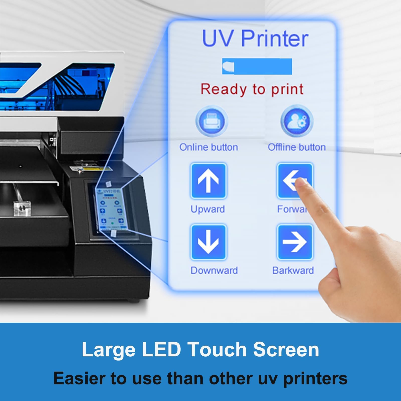 Impresora Plana UV de inyección de Tinta A3 Impresora de Superficie Multifuncional de inyección de Tinta de Color automática se Pueden Imprimir Botellas, Negra, 2880x1440dpi