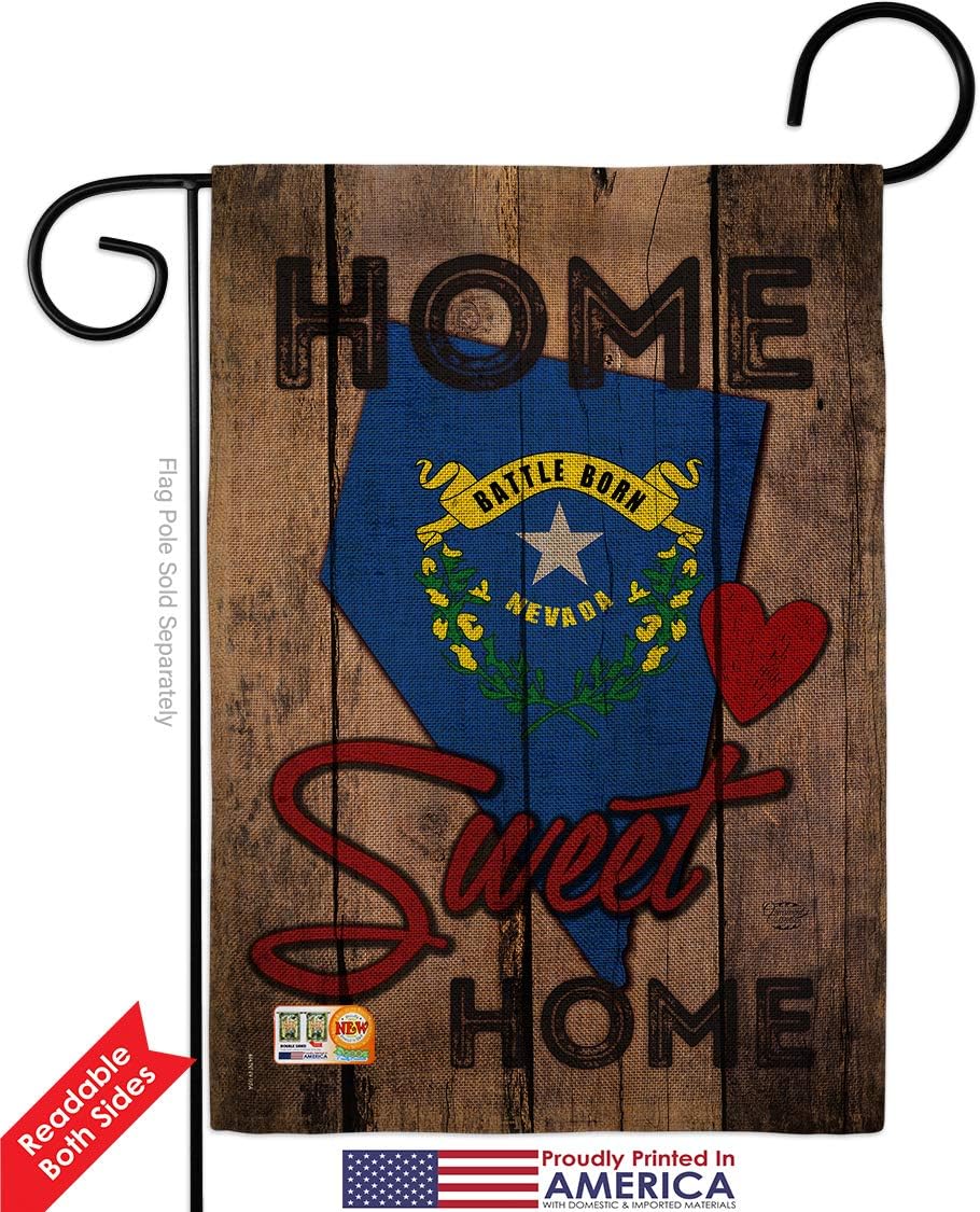 State Nevada Home Sweet Burlap Garden Flag Americana States USA American Territories Republic Country Particular Area Small Decorative Gift Yard House Banner Double-Sided Made In 13 X 18.5