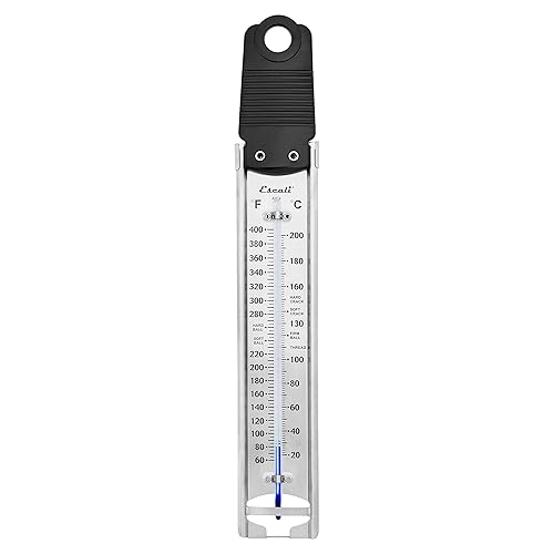 Miniatura 9 de Escali AHC1 Termómetro de acero inoxidable para freír y dulces con clip para olla, sonda de 5 pulgadas con zonas de temperatura de caramelo,