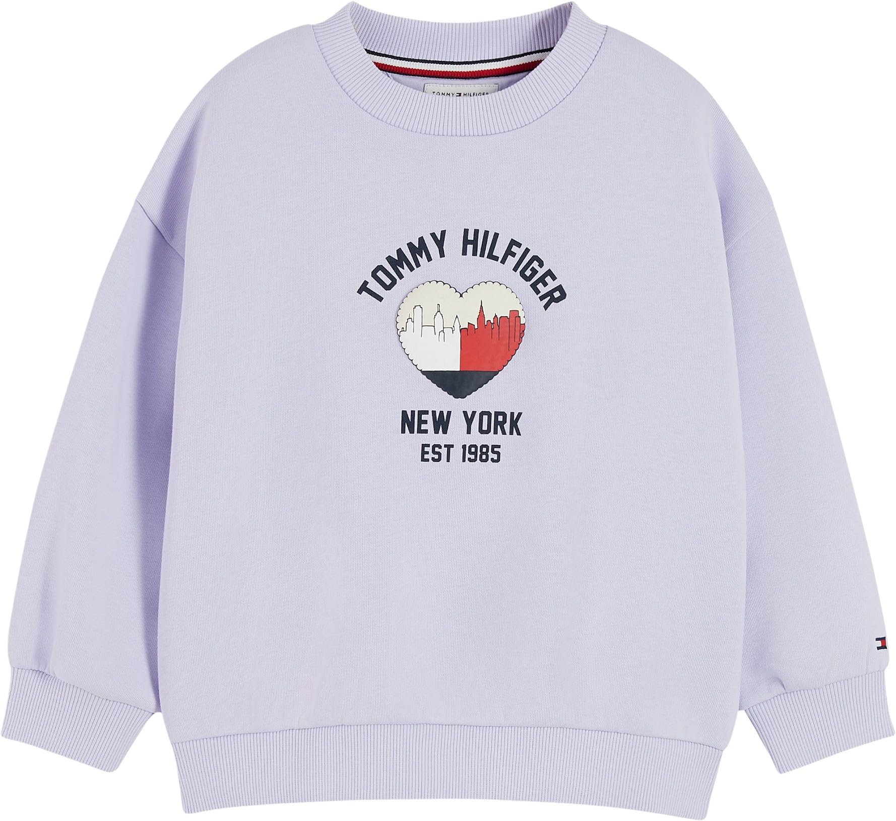 Tommy Hilfiger Kids Gender Inclusive Lu Crewneck Sweatshirt KS0KS00781 Pullover Sweatshirt, Purple, 24 Month