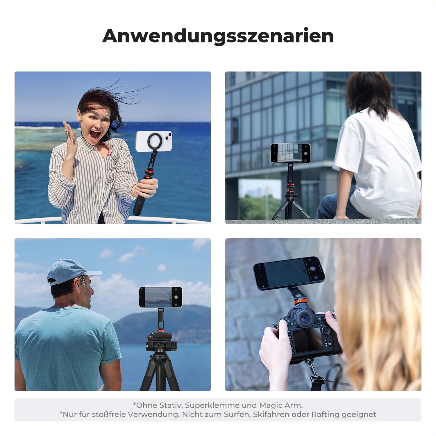K&F CONCEPT MS-61 Magnetiche Handyhalterung Stativ Handystativ aus Metall Stativadapter, Zubehör für Tripod Selfie Stick Smartphone Handyhalter kompatibel mit iPhone 17/Air/16/15/14/13 Serie