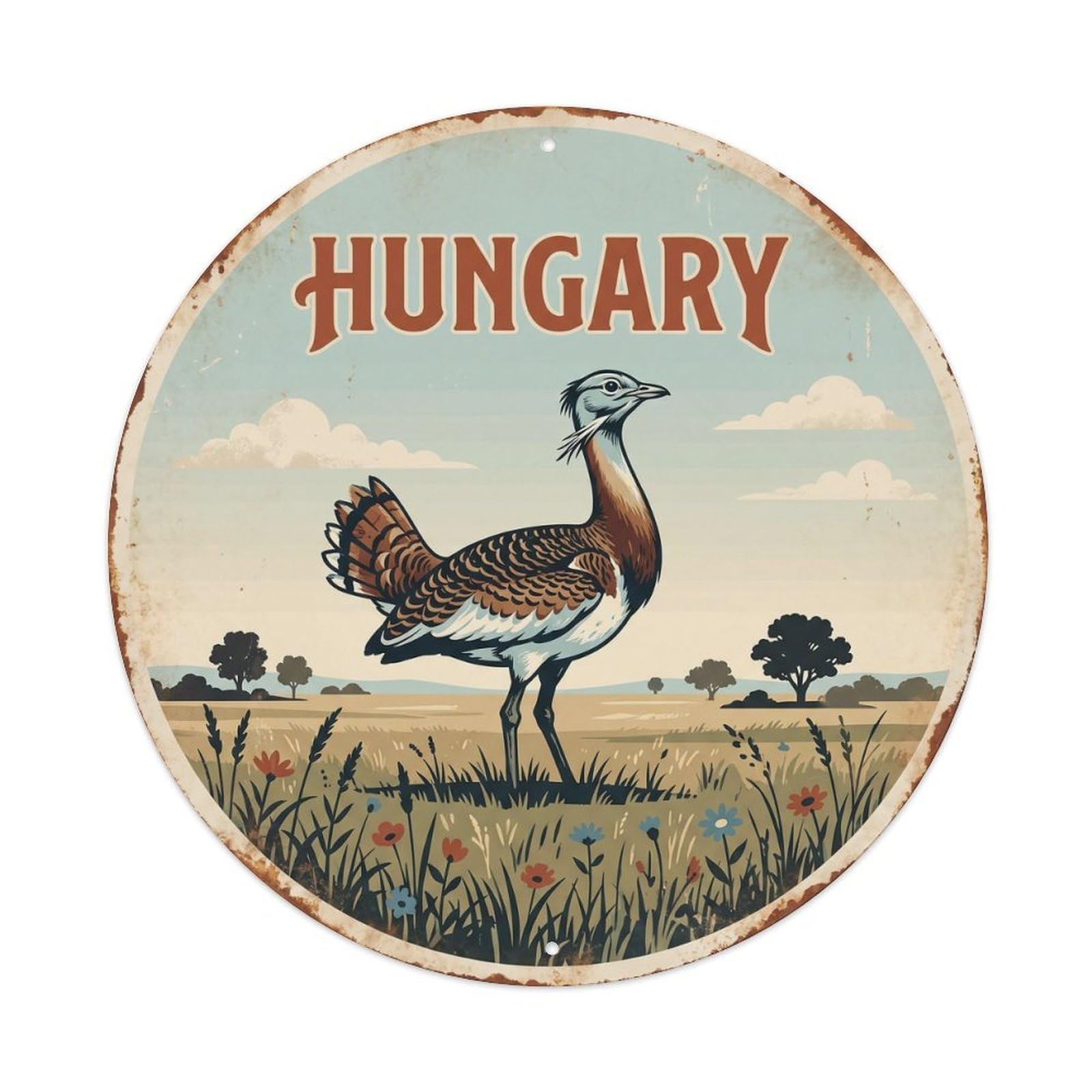 Hungary Great Bustard Grassland Plain Metal Tin Sign