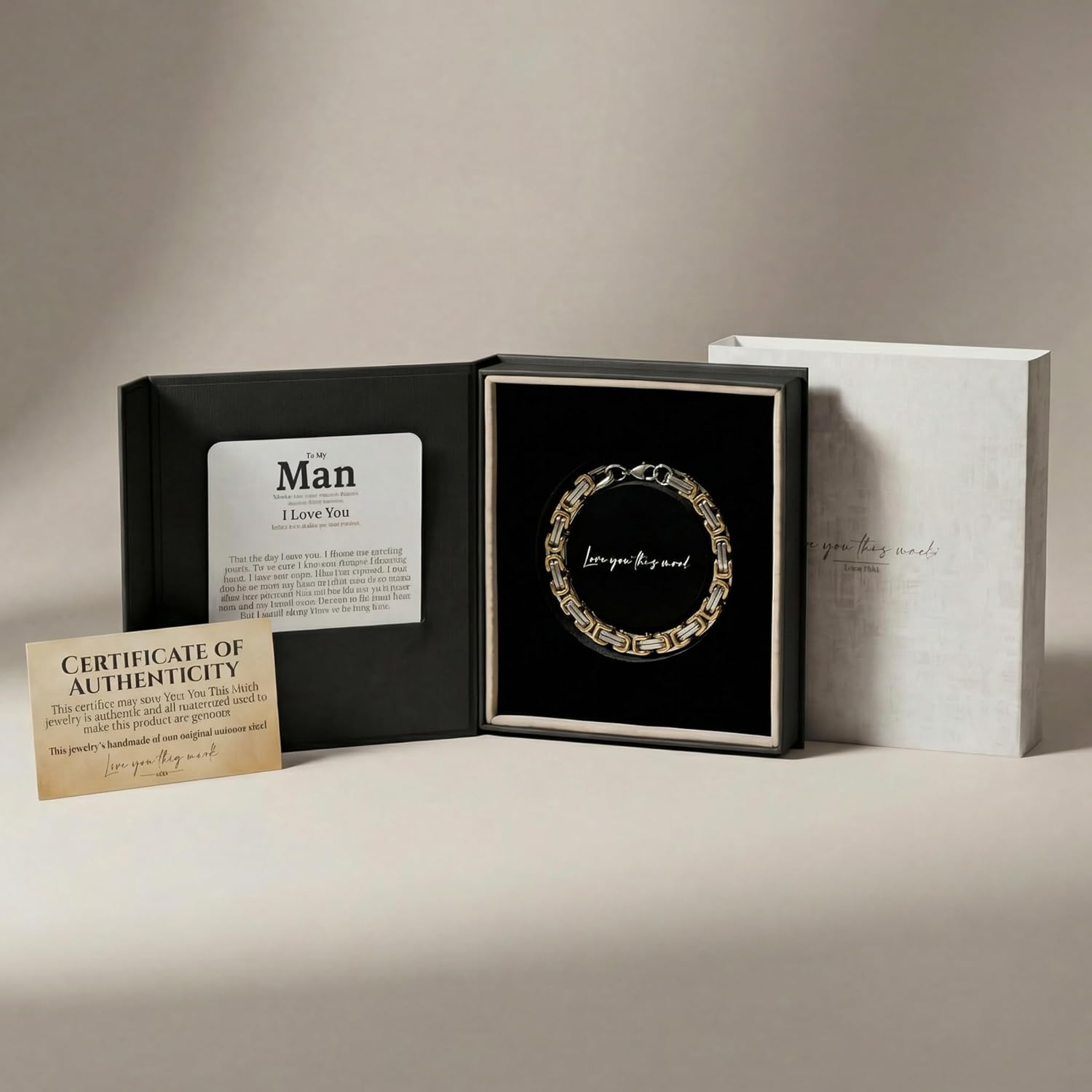 Love You This Much Steel Twist Bracelet for Him - Birthday & Wedding Gift for Husband, Boyfriend, or Fiance - Image 3