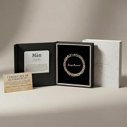 Miniatura 3 de Love You This Much Pulsera de acero trenzado para él, regalo de cumpleaños y boda para marido, novio o prometido