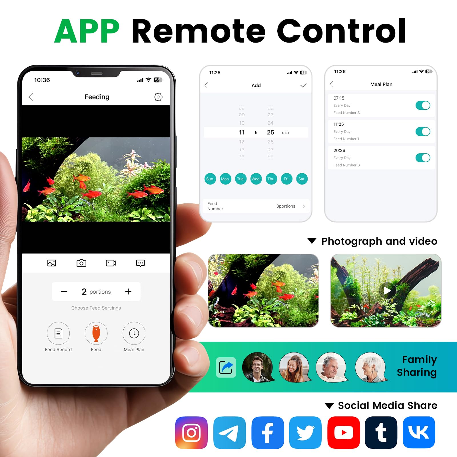 fishkeeper Mangiatoia automatica WiFi per acquario con fotocamera HD e app | Mangime automatico programmabile per pesci, con timer, 230 ml, per fiocchi, tartarughe, Wi-Fi (2,4/5 GHz)