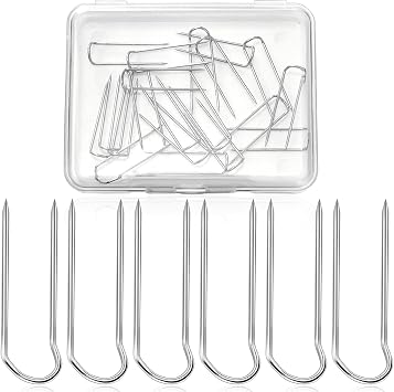 Mtlee 50 Pcs U Pins, 0.9 Inch Stainless Steel Blocking Pins, Silver