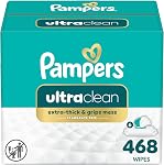 Pampers Free & Gentle 100% Plant-Based Fragrance Free Baby Wipes, 6 pack, 468 Count