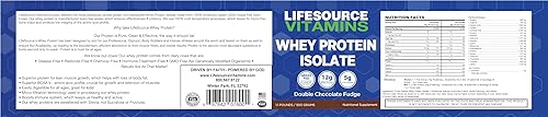 Miniatura 2 de LifeSourceVitamins 1.1 lb  Aislamiento de proteína de suero de leche alimentada con pasto  Doble chocolate endulzado con stevia  Envío prioritario