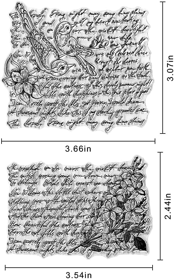 Birds on Flowers Clear Stamps for Card Making Scrapbooking DIY Decoration, Sentiments Words Transparent Stamp for Crafting Embossing