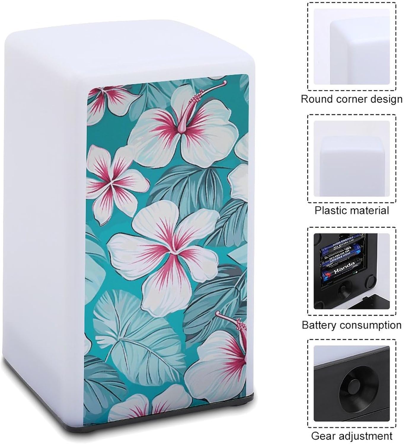 Desk Lamp for Office Home Dimmable Small Desk Lamp Tropical Hibiscus Flowers Battery Operated Lamp for Reading Study Work