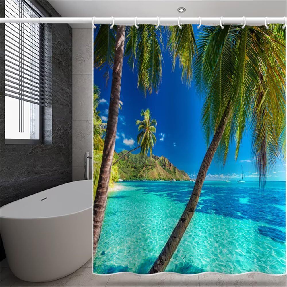 Rideaux salle de bain avec crochets en tissu polyester imperméable
