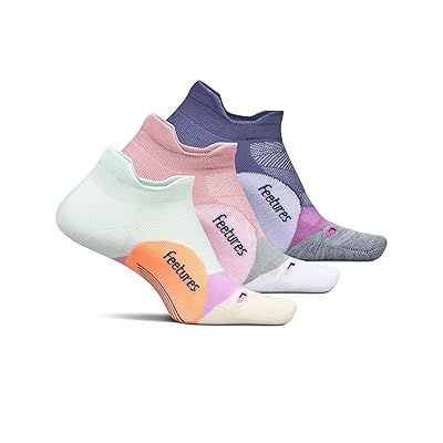 Feetures Elite Light Cushion No Show Tab 3 Pair Pack No Show Socks Shoes Crisp Mint/Pink Orchard/Future Dusk, Nylon/Spandex