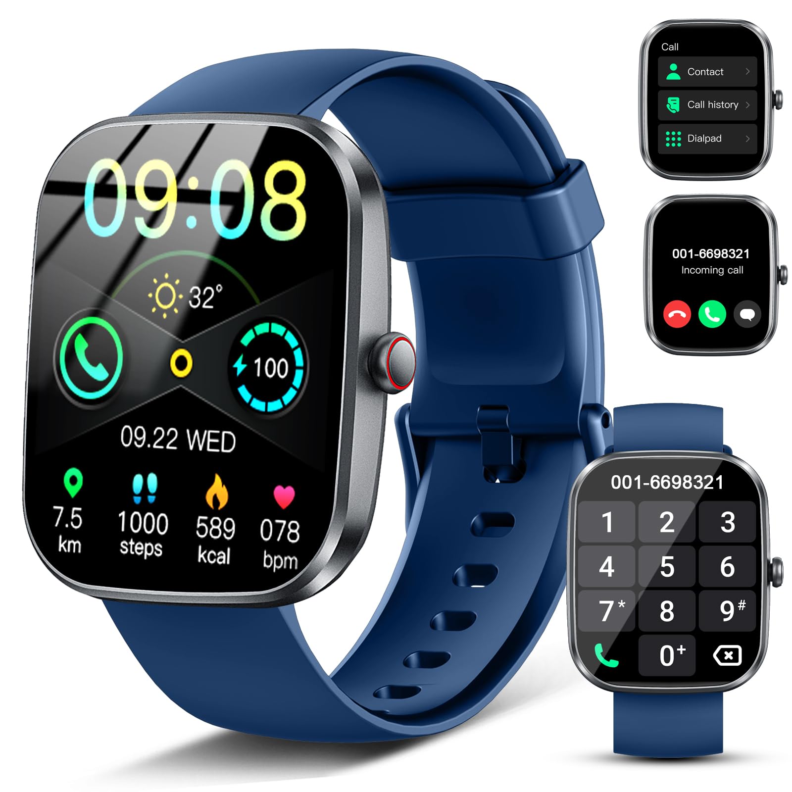 Smartwatch Uomo Donna, 2025 Orologio Smartwatch con Effettua/Risposta Chiamate, 1,91'' HD Orologio Fitness con Sonno/Cardiofrequenzimetro/Contapassi, 112+ Sportive Fitness Smart Watch per Android iOS