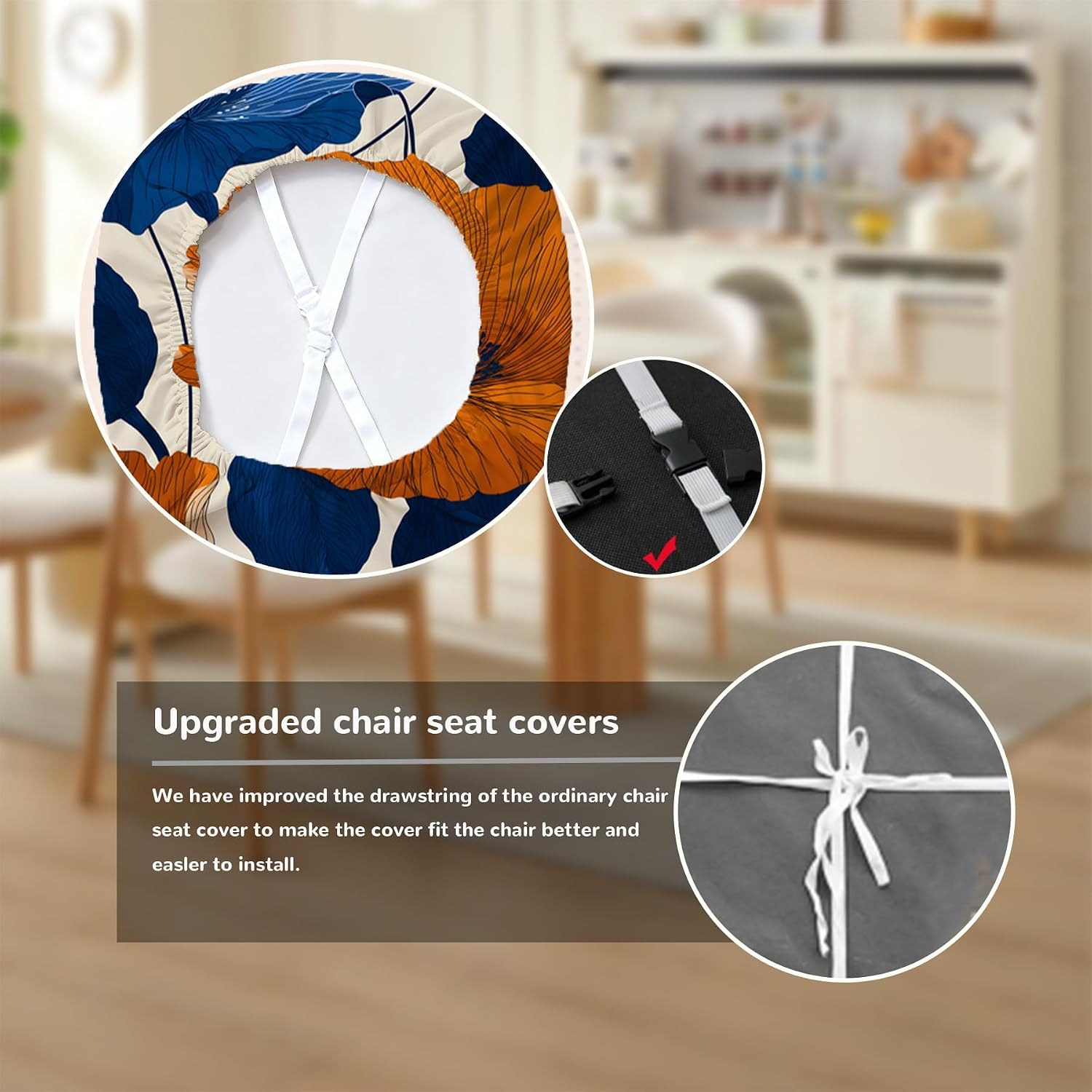 Chair Covers - Elastic Printed Dining Chair Slipcovers, Removable Washable with Elastic Band, Anti-Slip，Protective Covers for Dining Chair Cushions (Type 3, 4-Piece Set)