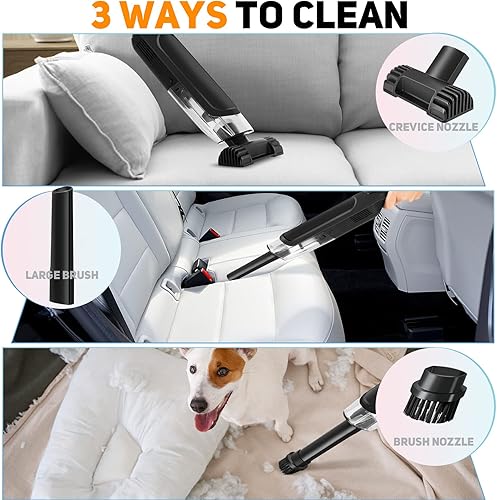 Miniatura 4 de Aspiradora de mano, sin cable, mini aspiradora inalámbrica recargable portátil para pelo de mascotas, hogar y limpieza del automóvil, hasta 30