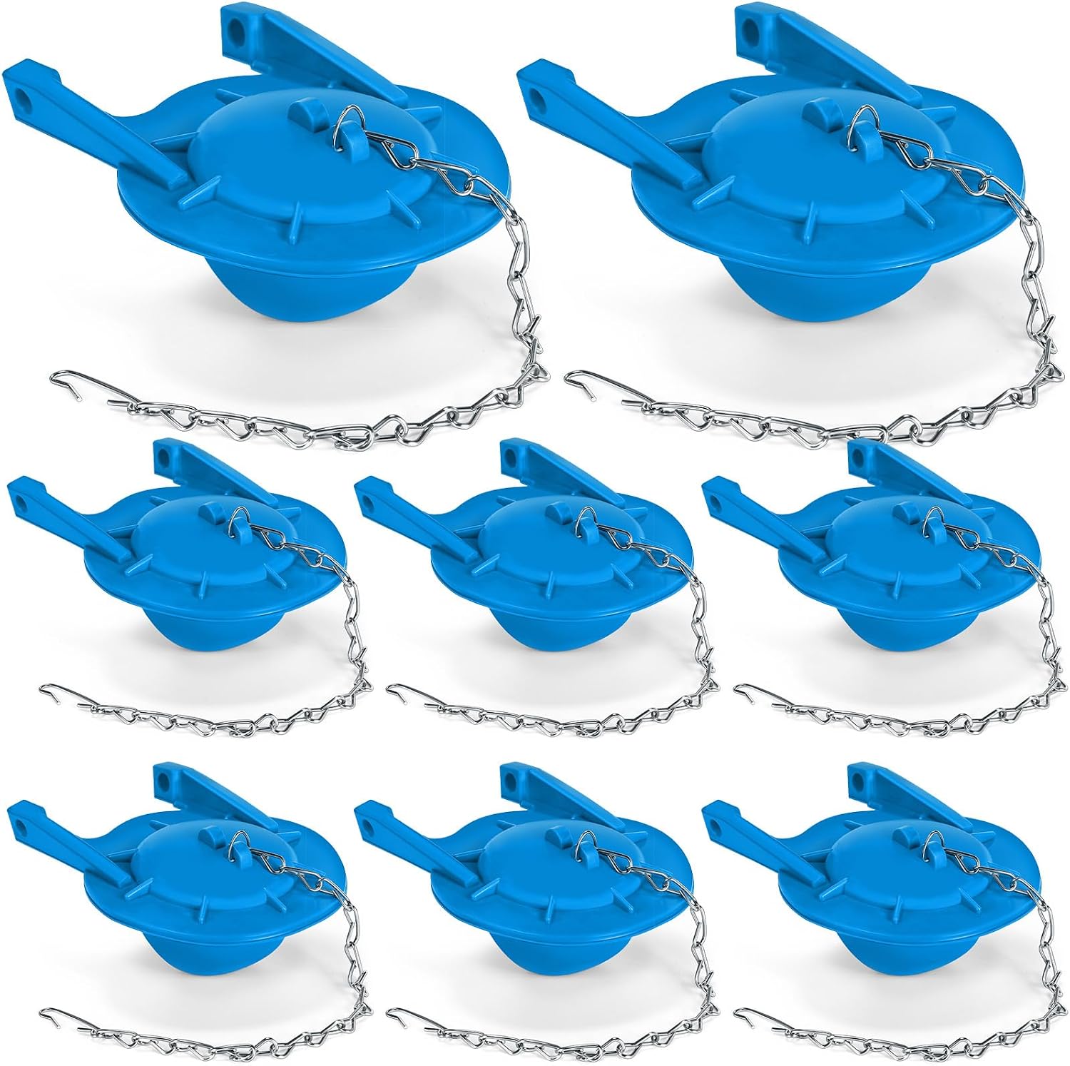 Lasnten 8 Pcs 3 Inch Rubber Toilet Flapper Replacement Kit Toilet Tank Flap with 2 Handle and Stainless Chain Stopper Flapper Compatible with TOTO Model G-Max, Easy to Install (Blue)