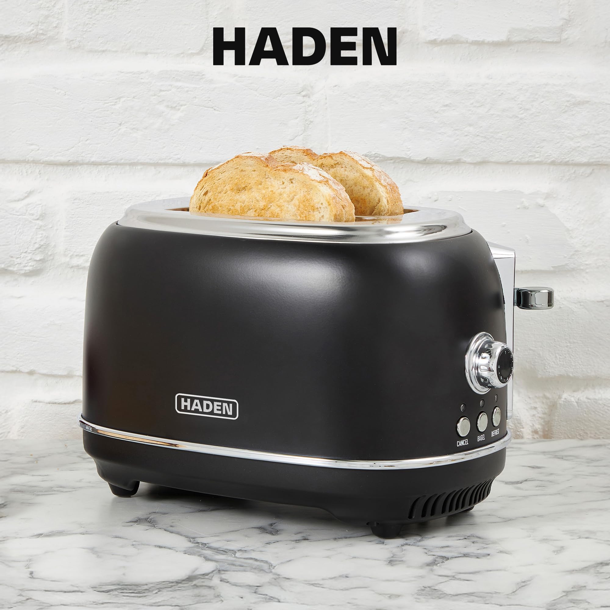 HADEN Heritage 2 Slice Toaster, Wide Slot Retro Toaster with