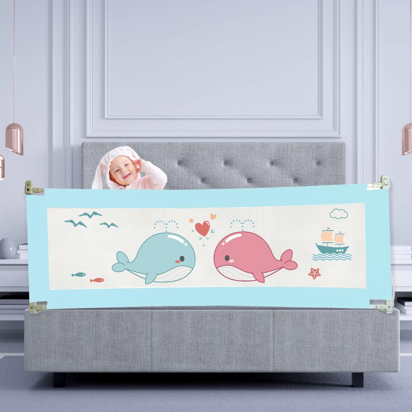 Kiddale 180cm BedGuard for Kids| Bed Bumpers| Toddler|Baby Bed Fence| BedGuard for Children, King and Queen size bed|Color : Blue