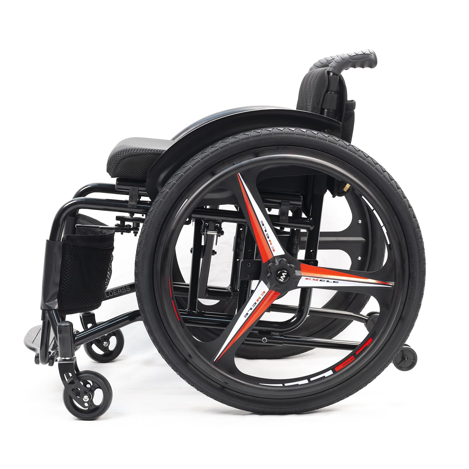 Portable All-Terrain Ultra Lightweight Sports Wheelchair,Foldable Self Propelled Aluminum Alloy Manual Wheel Chair,Transport Wheelchairs With Anti-Tipper,Load Capacity 220 Lbs(Size:42cm/16.5in,Color:B