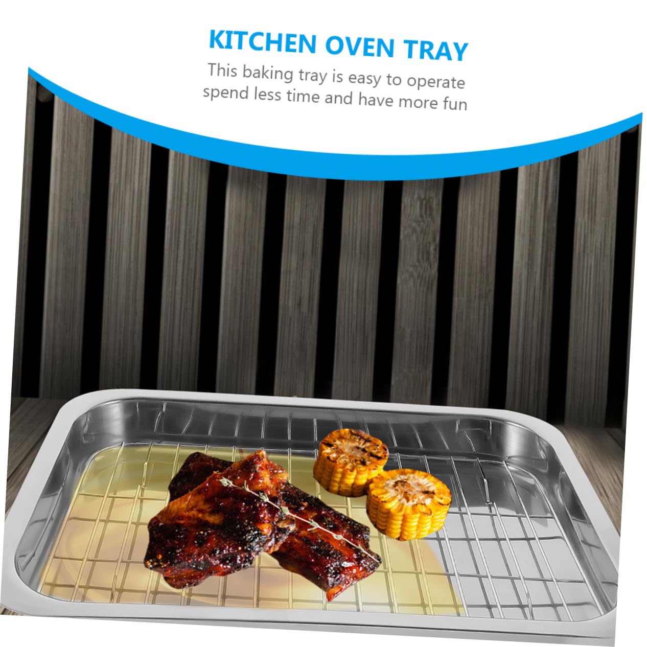 Bandeja para Horno Rectangular 1 Juego de Acero Inoxidable con Rejilla | Plata, Fácil de Limpiar y Mantener, para Snacks y Postres, Uso en Barbacoa