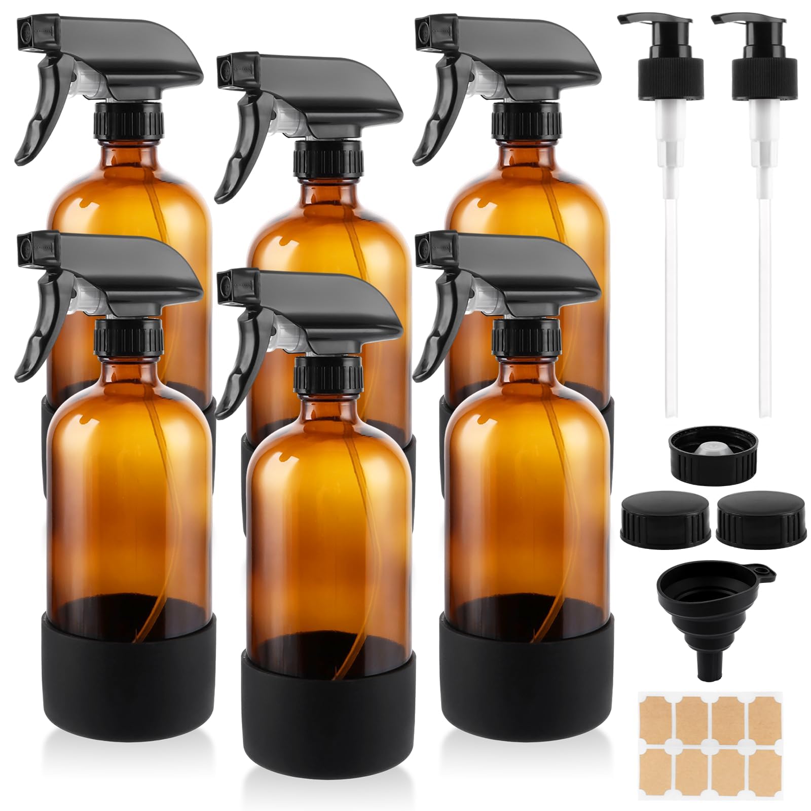 6 Stücke 500ml Sprühflasche Kunststoff Zerstäuber Sprühflaschen, Pflanzensprühflasche Drucksprühflasche für Pflanzen, Garten, Haarpflege, Nachfüllbare Leere Sprühflasche mit Justierbarer Düse