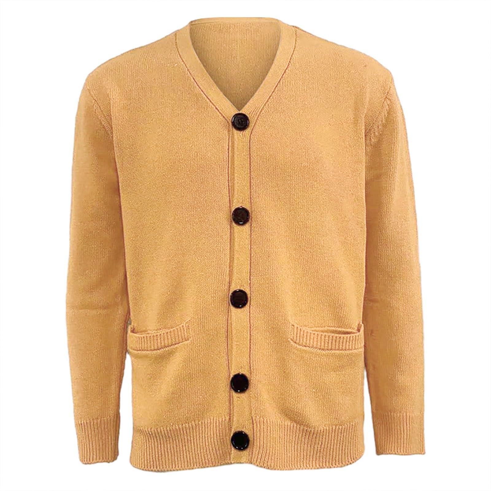 Cardigan da uomo, sottile, leggero, con scollo a V, sottile, con bottoni, maglia fine, morbido, comodo, per il tempo libero, giacca a maniche lunghe, in cotone