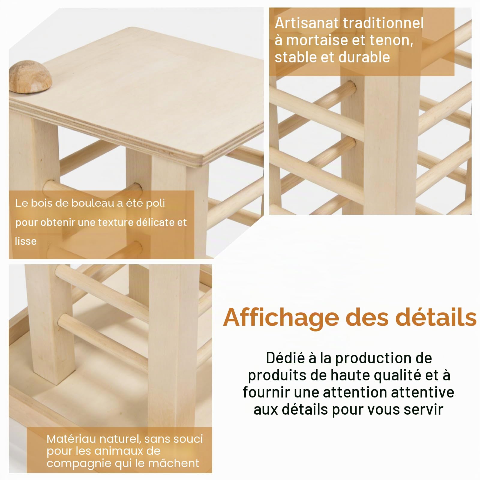 Râtelier A Foin en Bois, Mangeoire À Foin en Bois, 36,5x24,5x16,5 Cm Râtelier À Foin avec Bac, Mangeoire À Foin pour Lapin pour Chinchilla, Convient Aux Cobayes, Chinchillas, Hamsters, Lapins