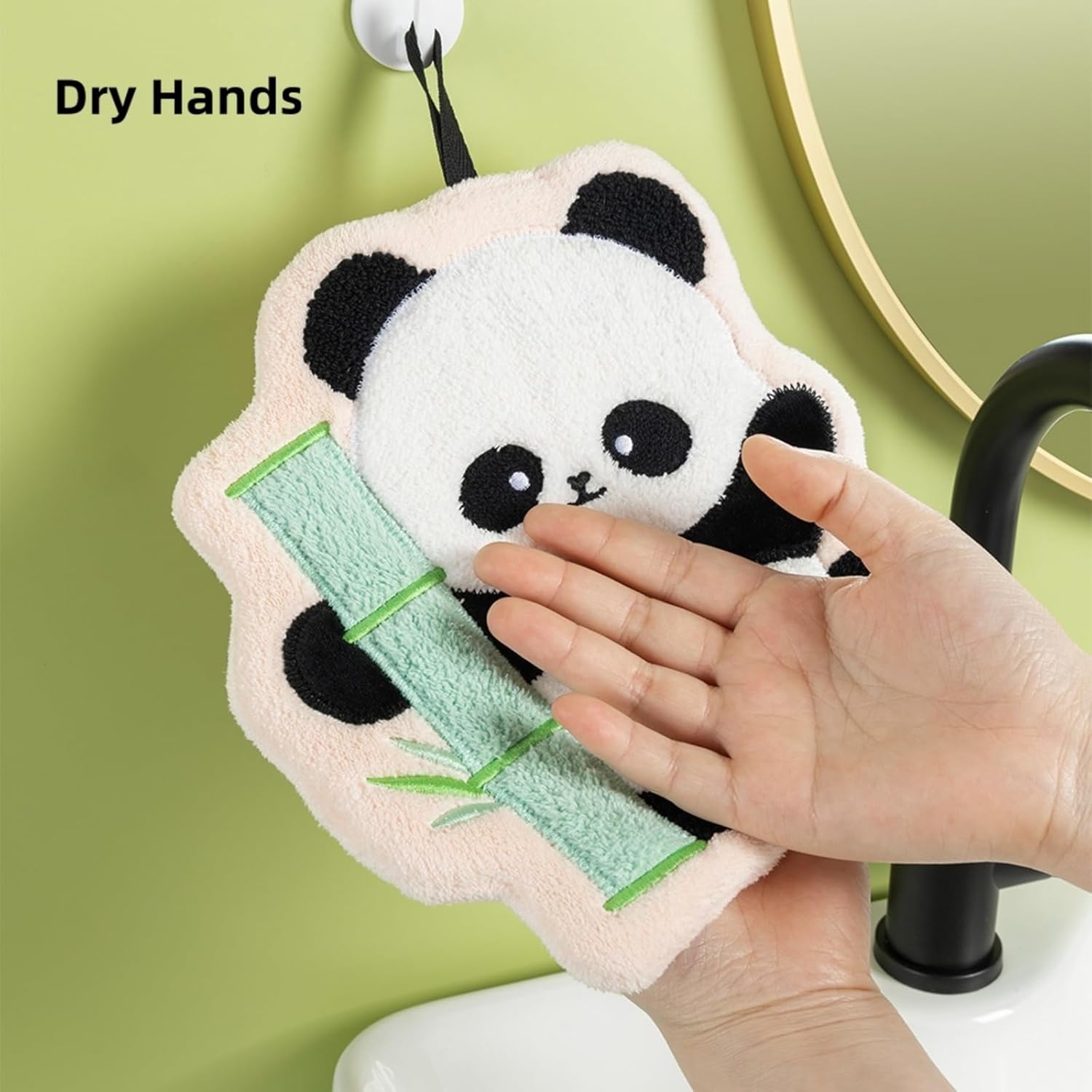 Panda Cartoon Hand Towel Set - Ultra Absorbent-Soft Hanging Hand Towels for Bathroom Kitchen, Fun Birthday Panda Gift for Kid Children - Image 5