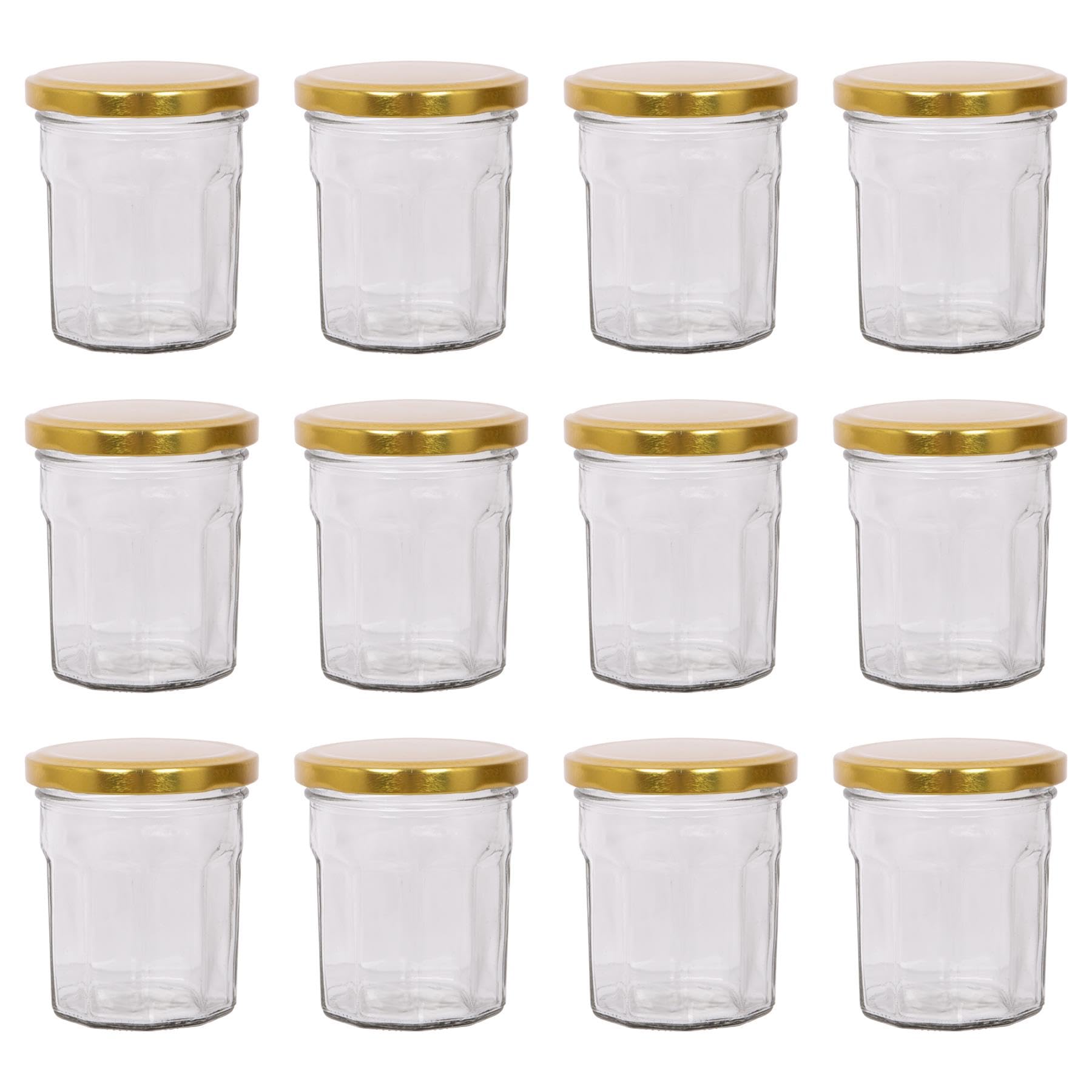 Argon Tableware Glass Jam Jars with Lids - 185ml - Pack of 12