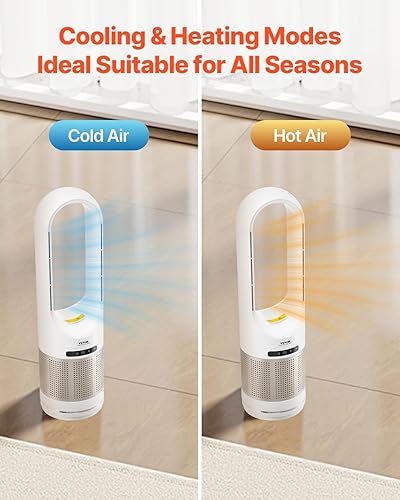 Miniatura 3 de VEVOR Ventilador de torre sin aspas, ventilador de piso de velocidad de 16.4 piess que sopla aire frío, ventiladores oscilantes de 80 de 8