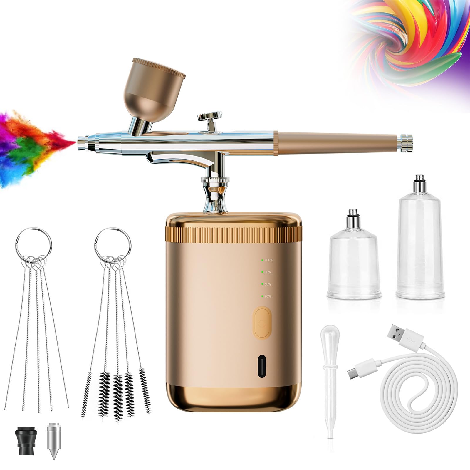 Kit aerografo con compressore e pressione regolabile per una spruzzatura stabile, ideale per nail art, trucco, decorazione torte e modellismo
