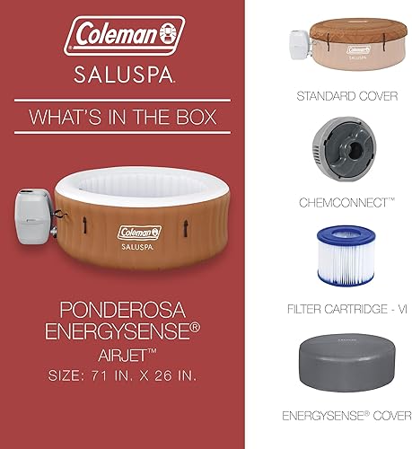 Miniatura 5 de Bestway Coleman Miami AirJet - Bañera de hidromasaje inflable redonda para 2 a 4 personas, spa al aire libre con 120 AirJets y cubierta de ahorro de