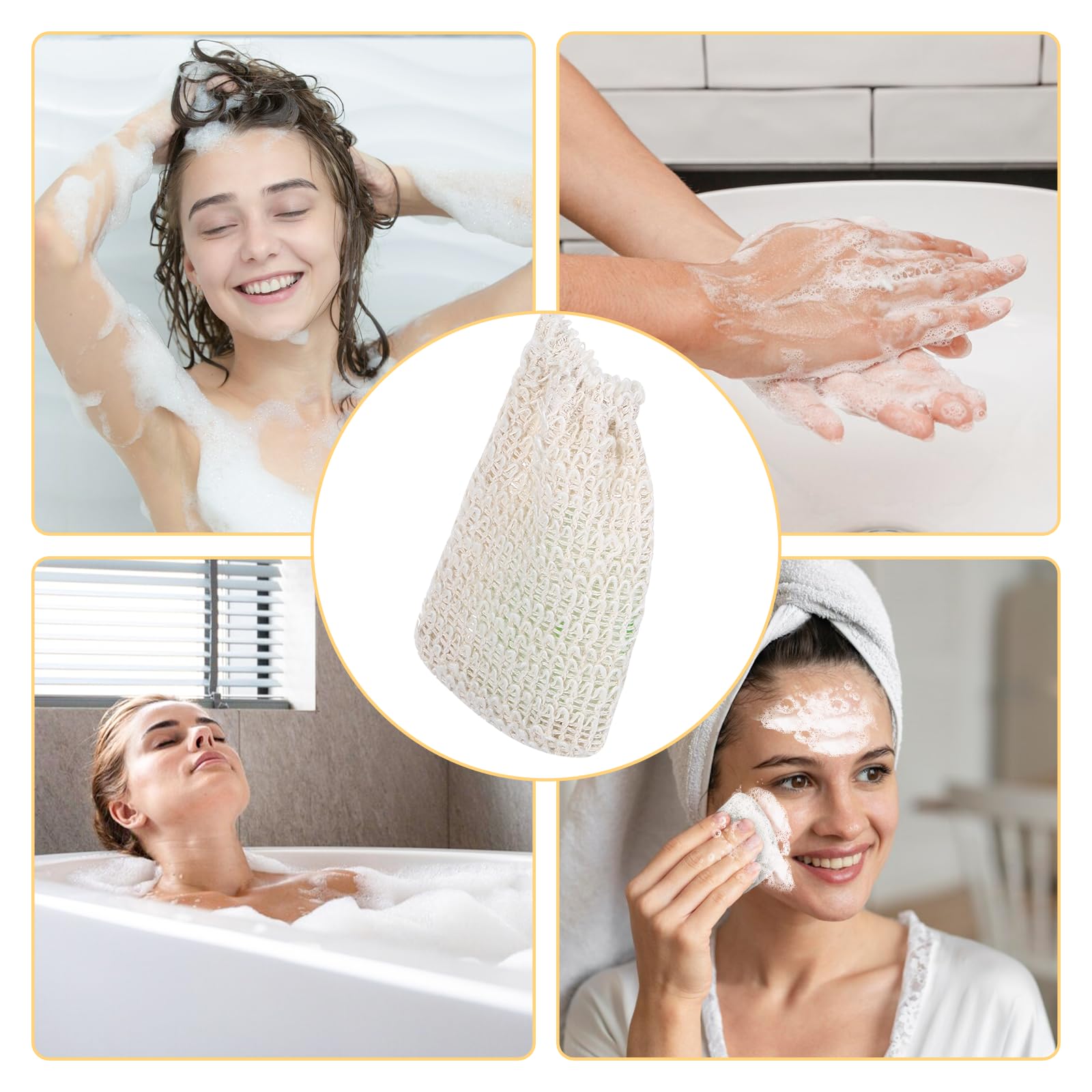 Lot de 10 sachets à savon en sisal - 100 % coton sisal - Pour savon solide - Sacs à savon naturel