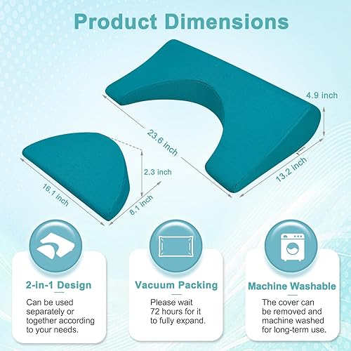 Miniatura 2 de KAAMOS Almohada de cuña giratoria para dormir, almohada anti dolor de cama para después de la cirugía, cojín inclinado para dormir en el hospital