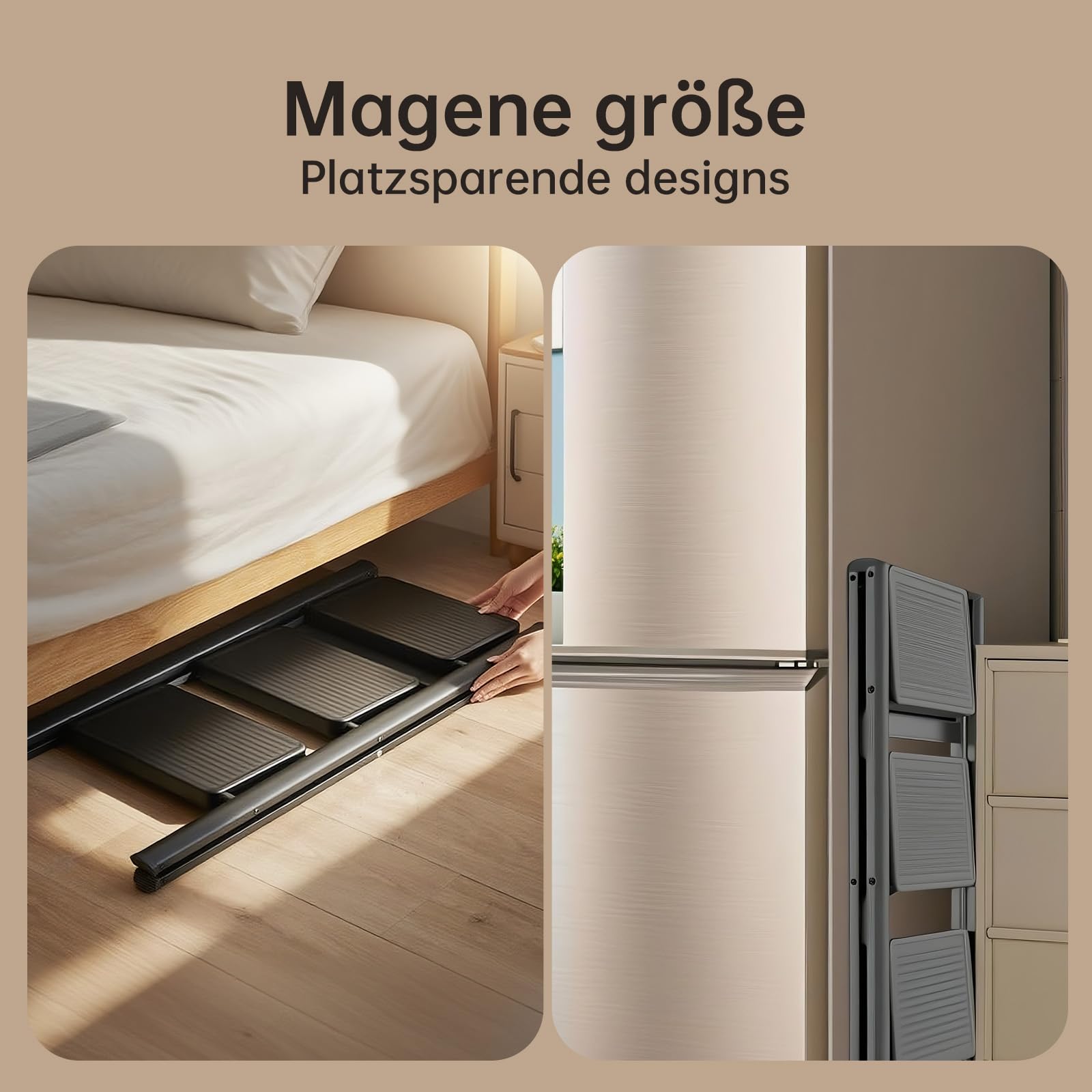 Escalera plegable en 3 peldaños, portátil, capacidad de 250 kg, con pedal ancho antideslizante, para el hogar, cocina, oficina, garaje