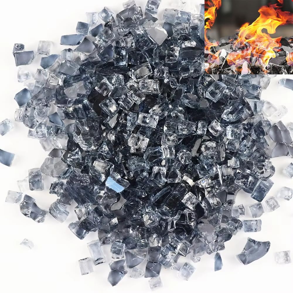 Grey Reflective Fire Glass 1kg - Tempered For Fire Pits, Gas Fires And Ethanol Burners. Art and Crafts Sparkling Heat Resistant Glass by Firebrand Direct