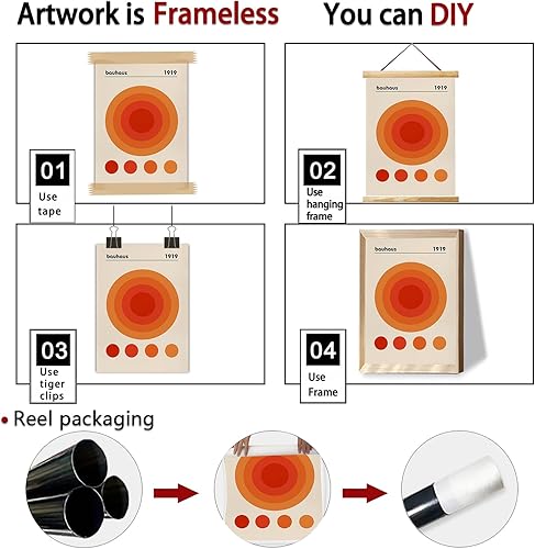 Miniatura 6 de Arte de pared naranja de mediados de siglo, Keith Haring Bauhaus Picasso, arte de pared, póster de la exposición Picasso Bauhaus, lienzo beige y